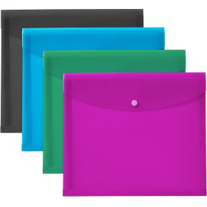 Denozer Document Holder Envelope, Holds 450 Letter/A4-Size Sheets, 4-Color 4-Pack (73556) Document Holder Assorted 